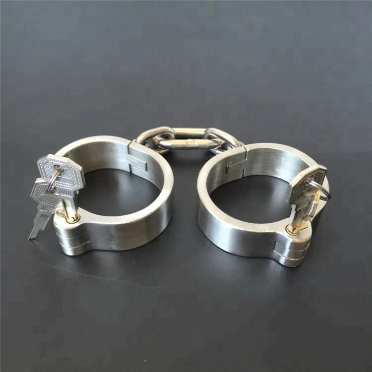 Sexy Handcuffs Stainless Steel Bondage Lock Fetish Wear Bondage Harness