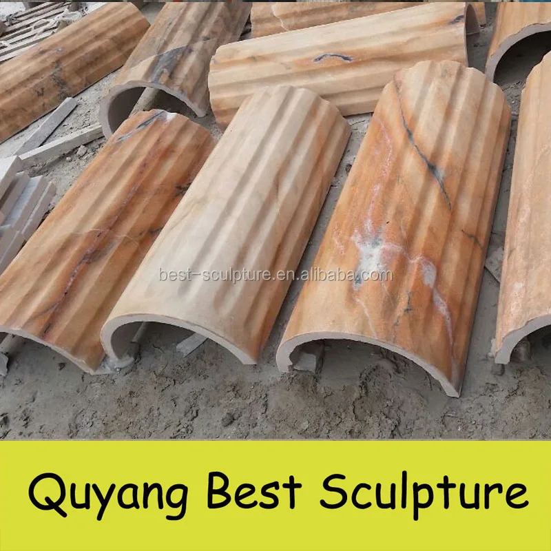 wholesale natural marble half and hollow round pillar design for sale