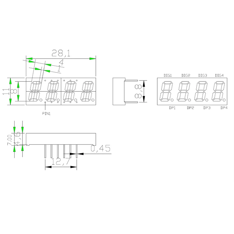 China factory direct sales 0.32 inch 4 bit 7 segment led display