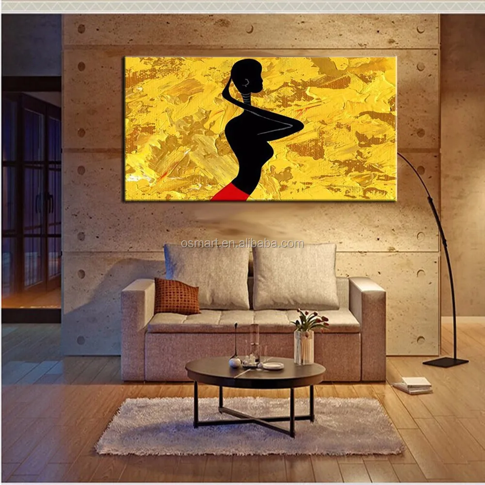 Top Artist Pure Hand-painted High Quality Modern African Lady Oil Painting on Canvas Sexy African Oil Painting for Living Room