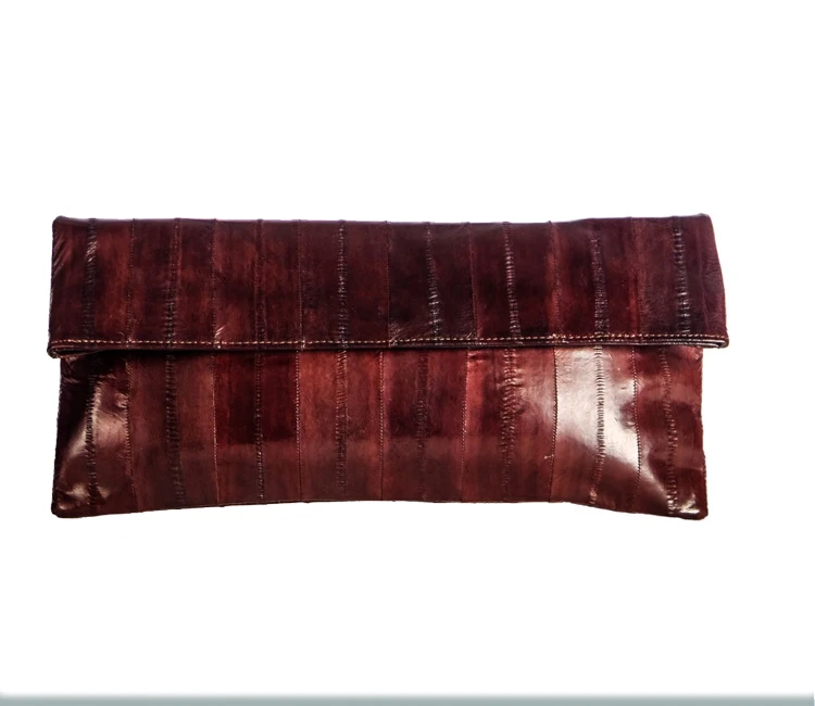 Luxury real eel skin leather clutch wallet for lady