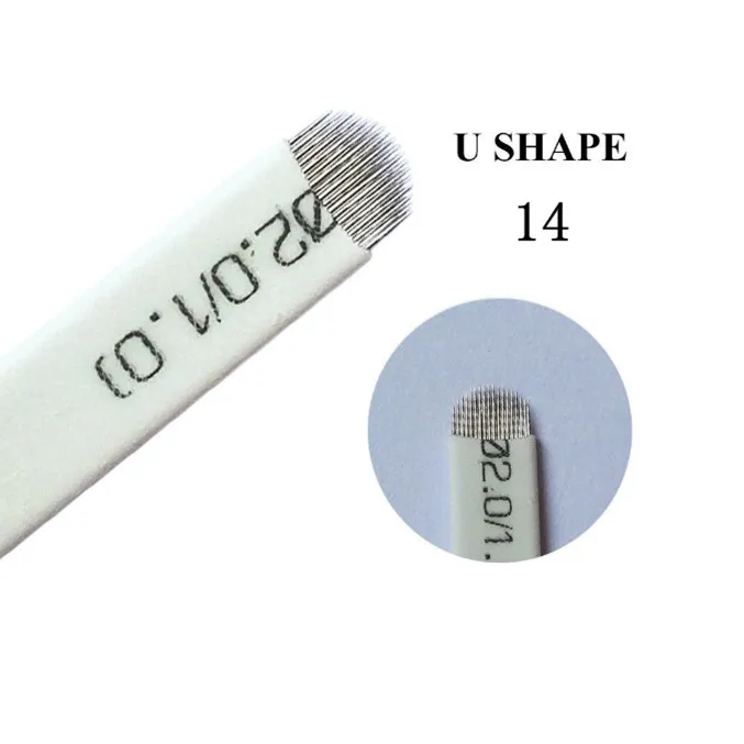 Одноразовые Microblading иглы 14 pin U формы из нержавеющей стали руководство брови ручку татуировки иглы