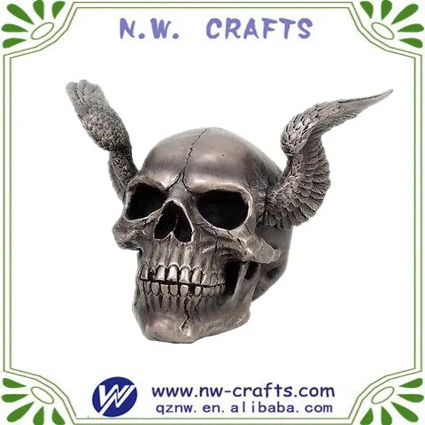 Antique halloween resin grimoire owl skeleton figurine ornament for decor