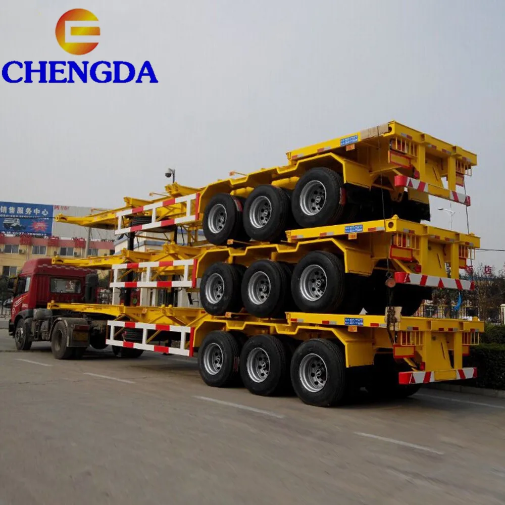 China Low Price Heavy truck 40FT 45FT container trailer 3 axle skeleton semi trailer