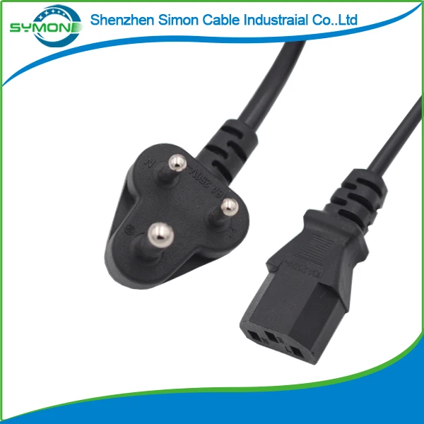 South africa  india plug  3 pin power cord  for computer