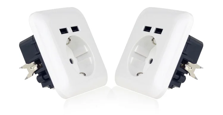 Hight Quality multi Schuko Europe  Wall Socket with Dual USB