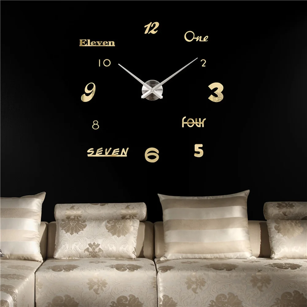 DIY большой современный стиль дома декоративные 3D настенные часы зеркальные наклейки часы