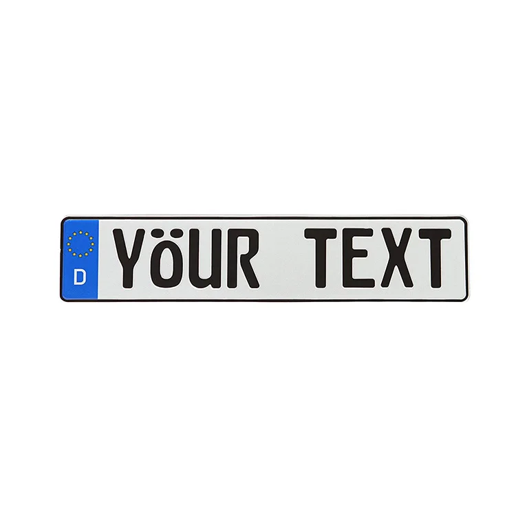 High quality custom made aluminum euro license plate with embossed text