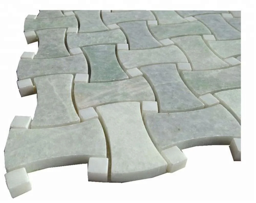 
The Best water jet marble mosaic tile ming green and white thassos lantern Calacatta Gold 