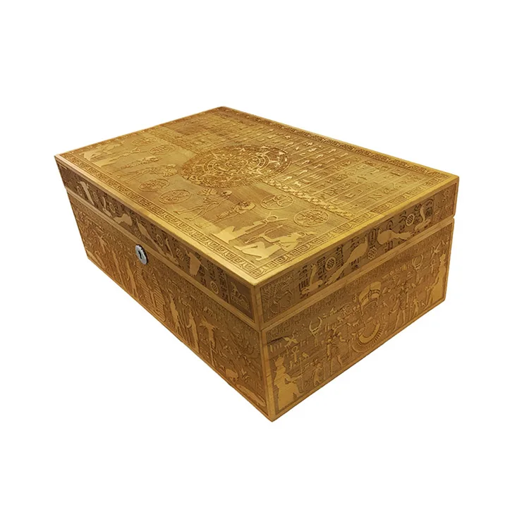 D&S High Quality Customized Engraved Wooden Cigar Storage Box with Humidor