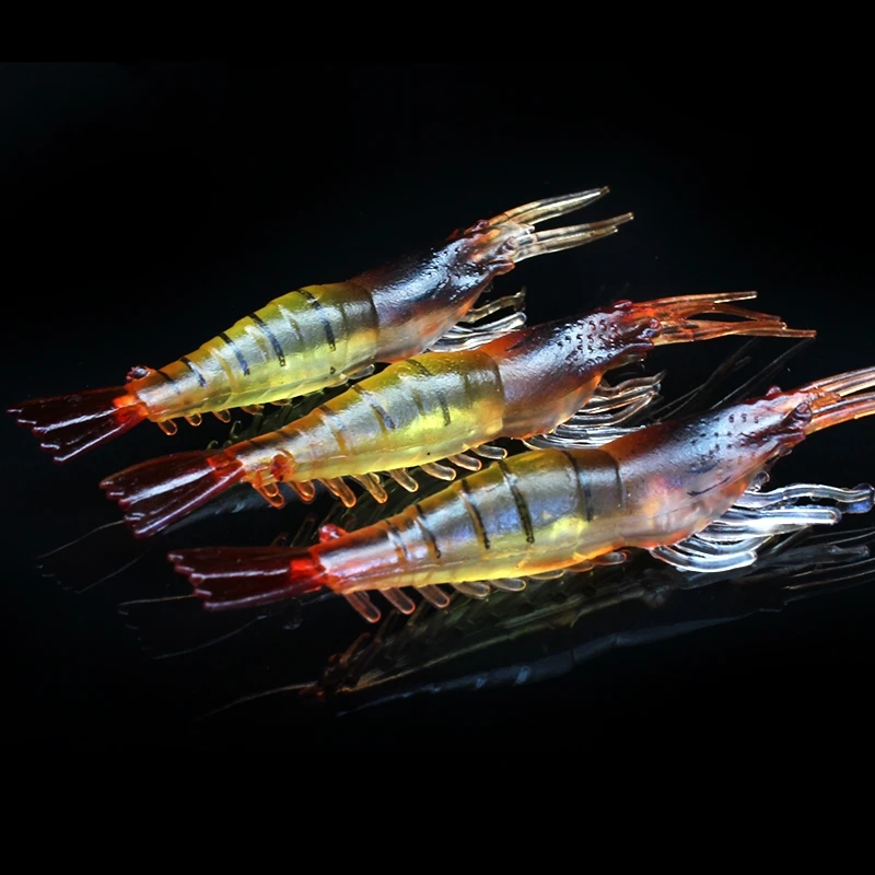 Squid Fishing Peche Tackle Fishing Accessories Artificial Bait 7cm 3.5g Silicone Lure Lifelike Prawn Soft Shrimp Fishing Lure