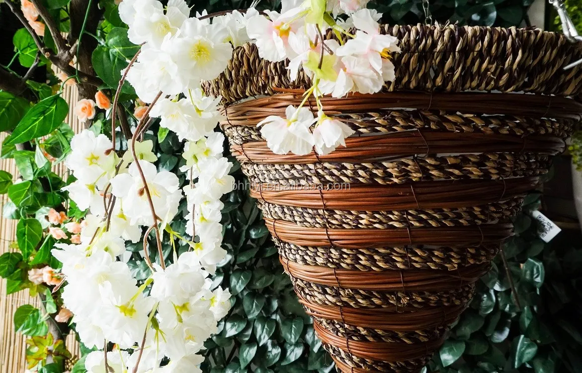 
Customized Size Cone Hanging Basket with Plastic Liner for Outdoor/indoor Decoration Flower Plant Pots 