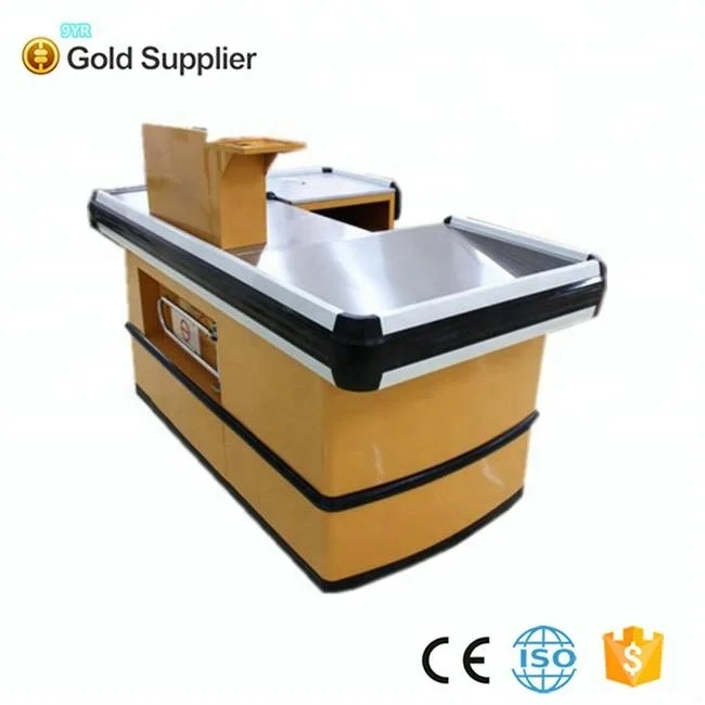 
popular PVC material motorizrd checkout counter with conveyer 