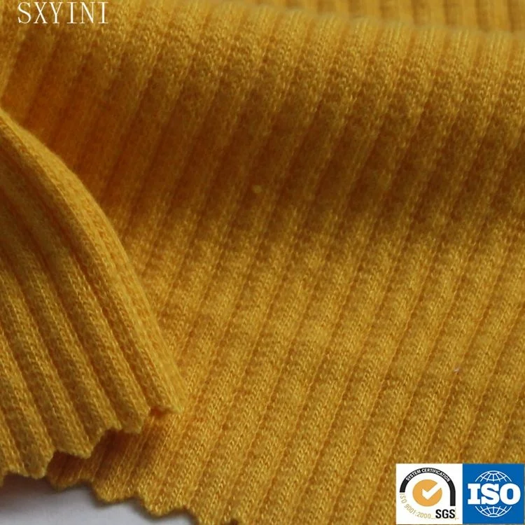 
comfortable hot sale polyester elastic 5x1 rib knitted fabric 