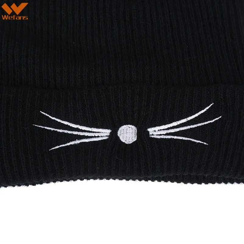 
Wefans AliExpress explosions fall and winter hot sale Harajuku style cat ears fur hat ladies embroidered knit hat winter 