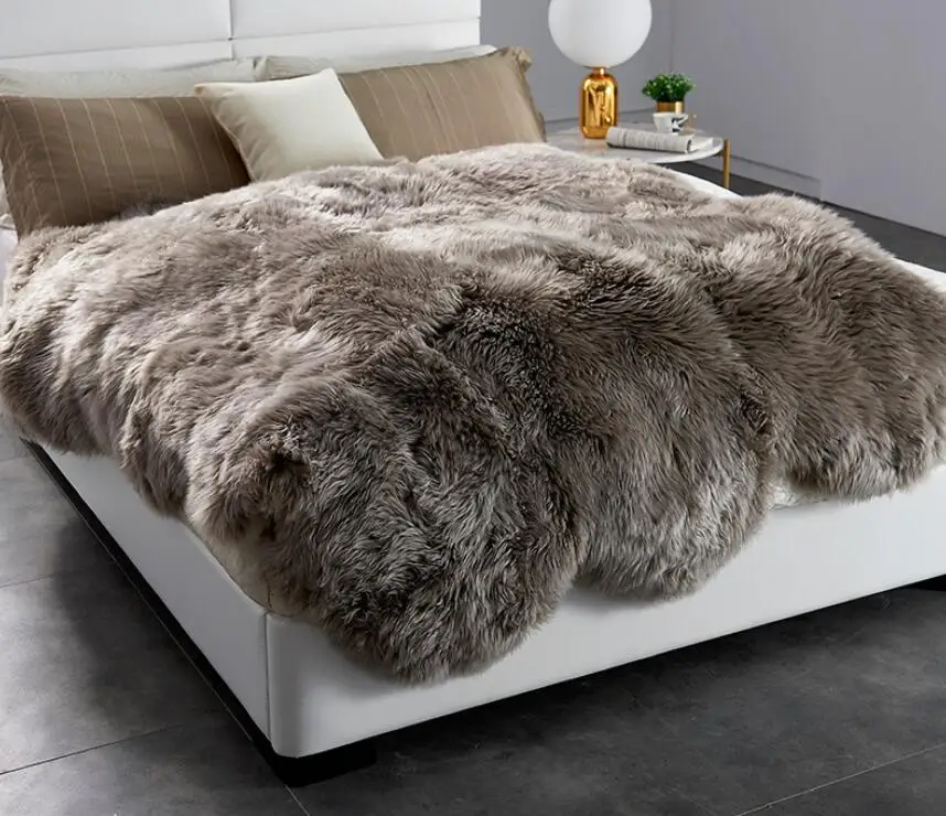Real Australia Sheep Fur Skin  /  Long Hair Sheep Plate rug for bed