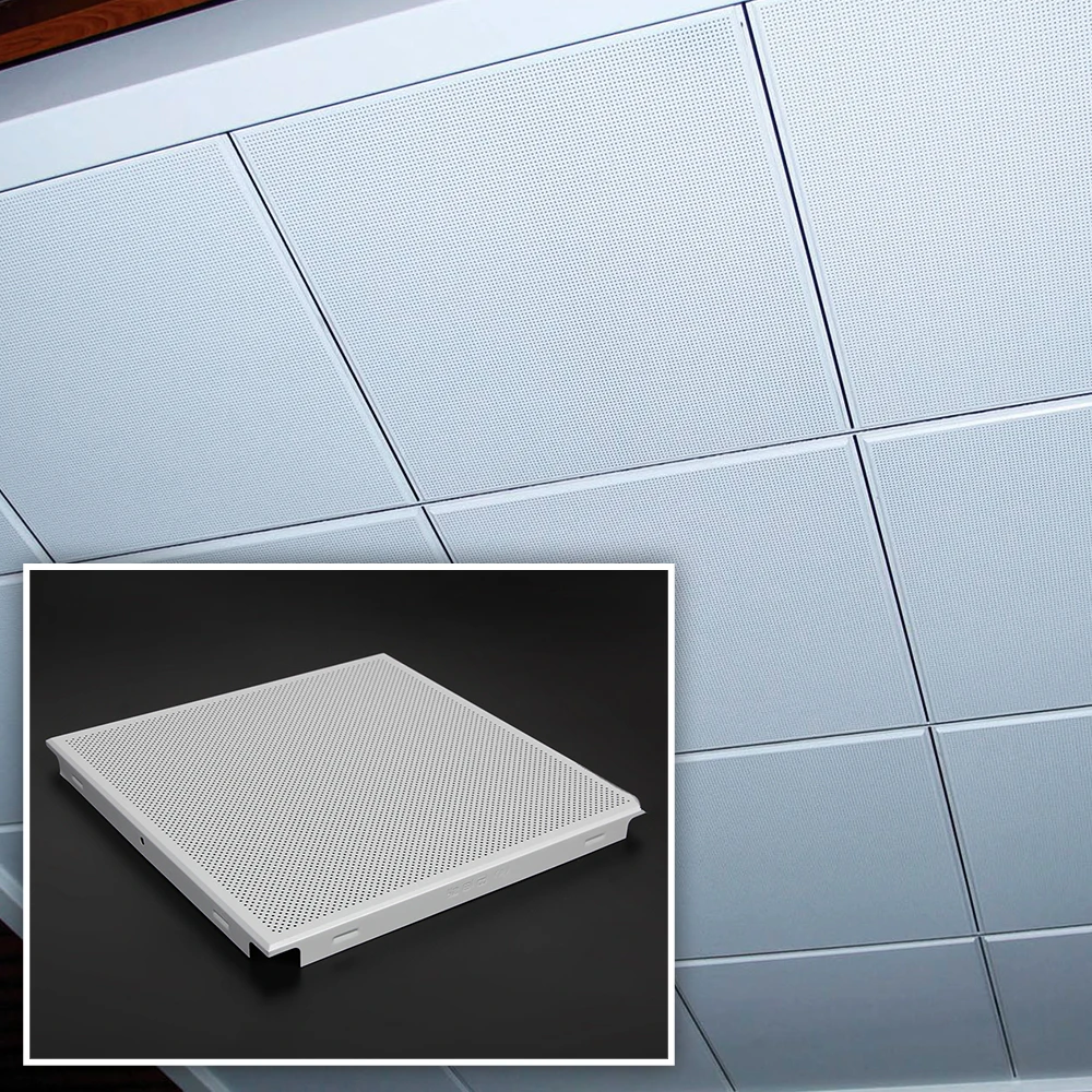 Factory price perofrated aluminium ceiling panel 600*600mm aluminum square clip in tile ceilings for metro station