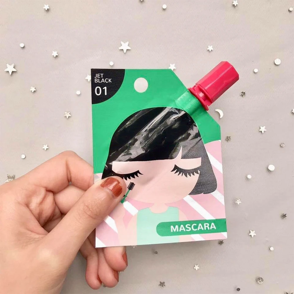 OEM Doypack Cute Green Packing Thick Waterproof Black Brown Mascara