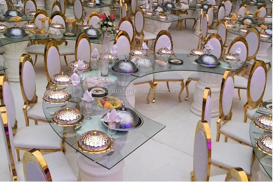 
Luxury Half Moon Wedding Dining Table Stainless Steel Tables 
