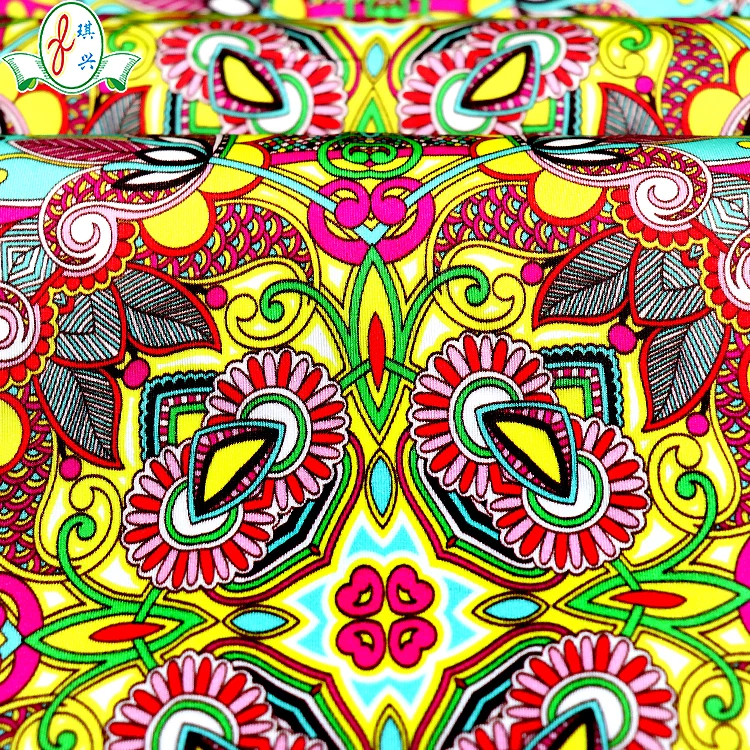 Shiny Microfiber Nylon Lycra 4 Way Stretch Retro African Printed Bikini Fabric