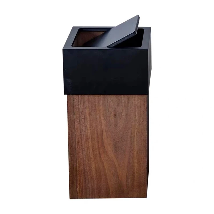 Custom Bamboo Waste Dust Bin Waste Garbage Trash Factory BSCI