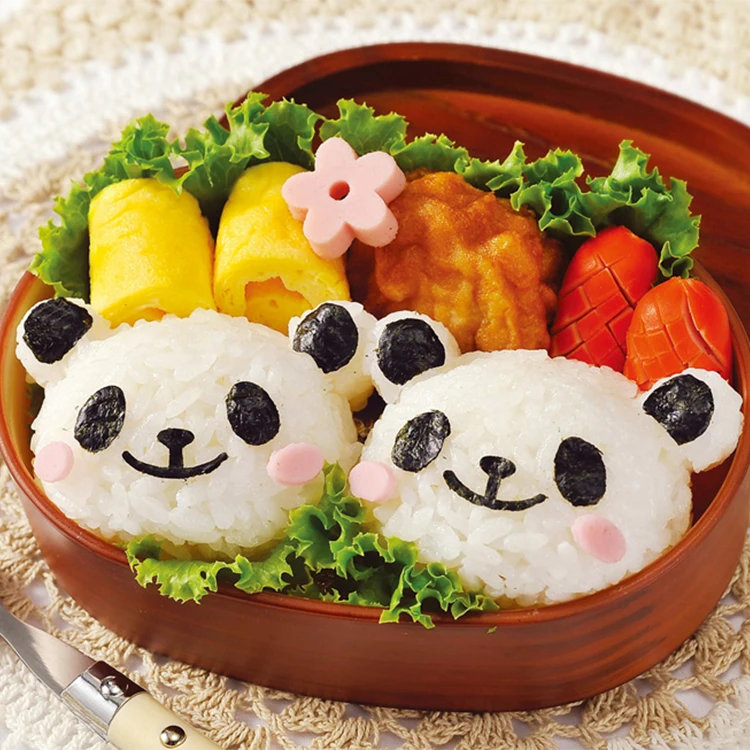 
DIY Bento Panda Shape Sushi Maker Mould Rice Ball Onigiri Mold with Nori Punch 