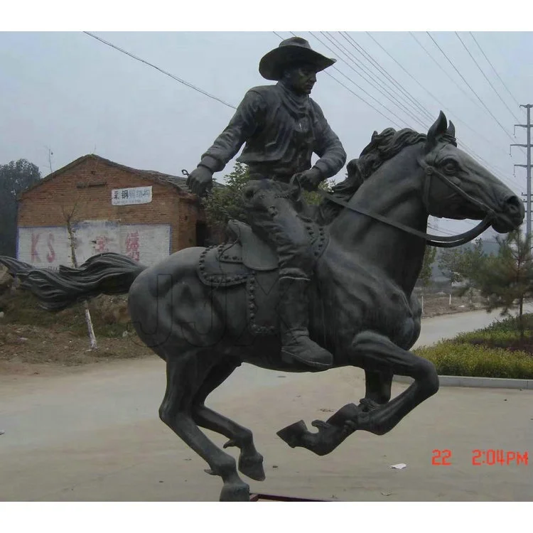 Garden decoration life size cast bronze horse rider statues horseman brass sculptures