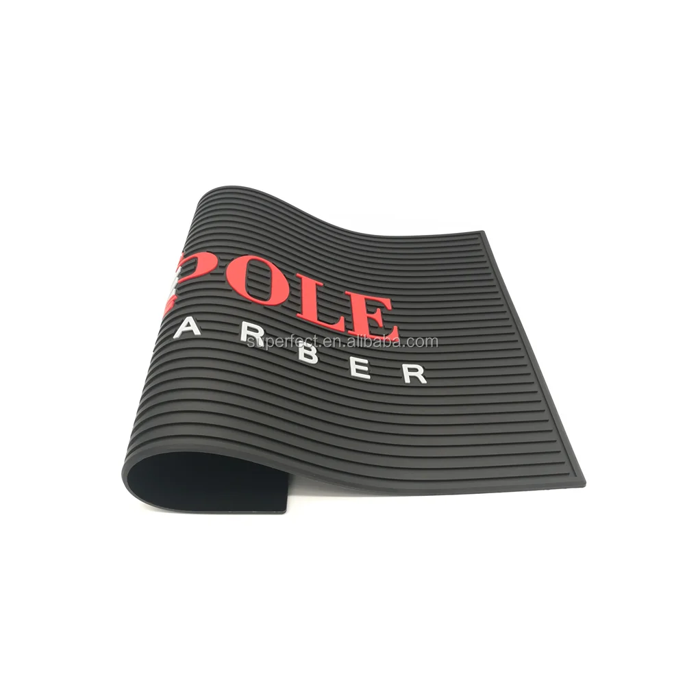 Custom design non-slip pvc rubber barber station mats barber accessories