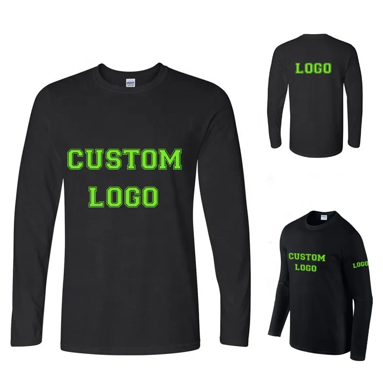 Wholesale high quality cheap custom logo 100% cotton men long sleeve t-shirt printing