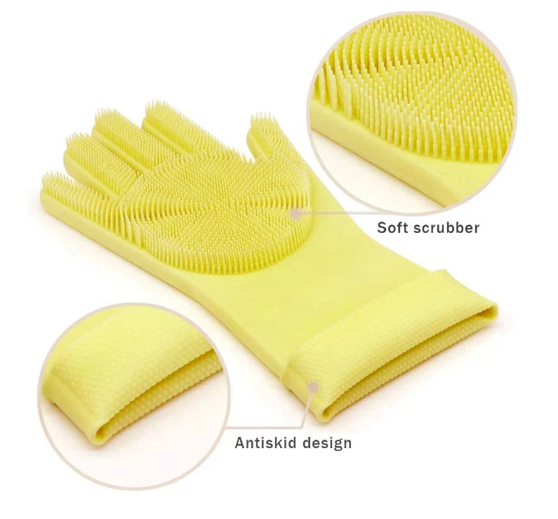heat-resistant non-stick  custom fancy silicone dish washing rubber gloves
