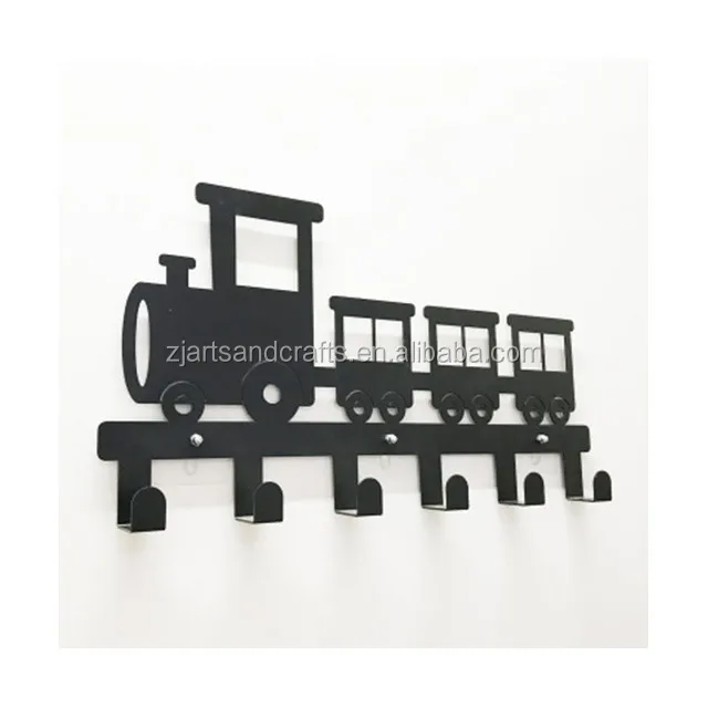 Metal Wall-mounted Train Shape Towel Clothes Hanging Rack Hooks
