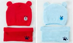 100% Cotton Bear Knitted Soft Winter Organic Baby Beanies Toddlers Hats