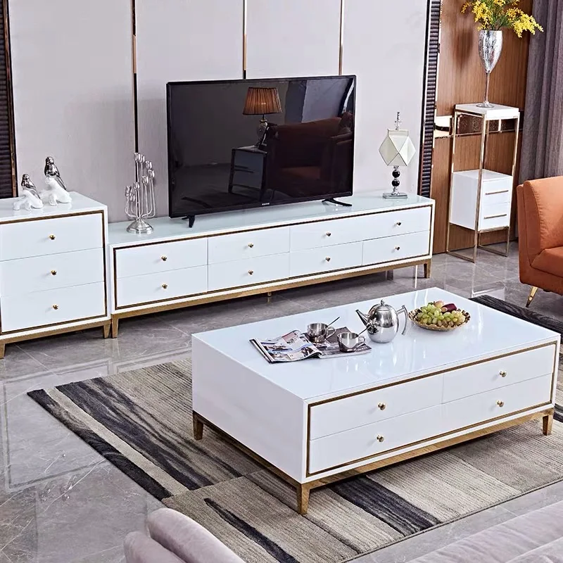 Luxury Tv stand Black and White TV unit Luxury Led Tv table