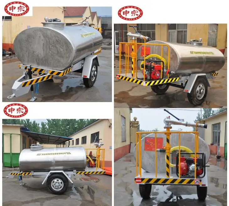 3000 Liter with High Pressure Pump Stainless Steel Water tank Trailer