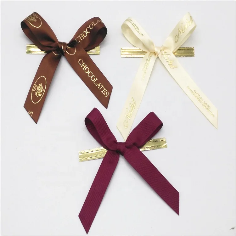 Wholesale Custom Pretied Packing Ribbon Bows With Twist Tie