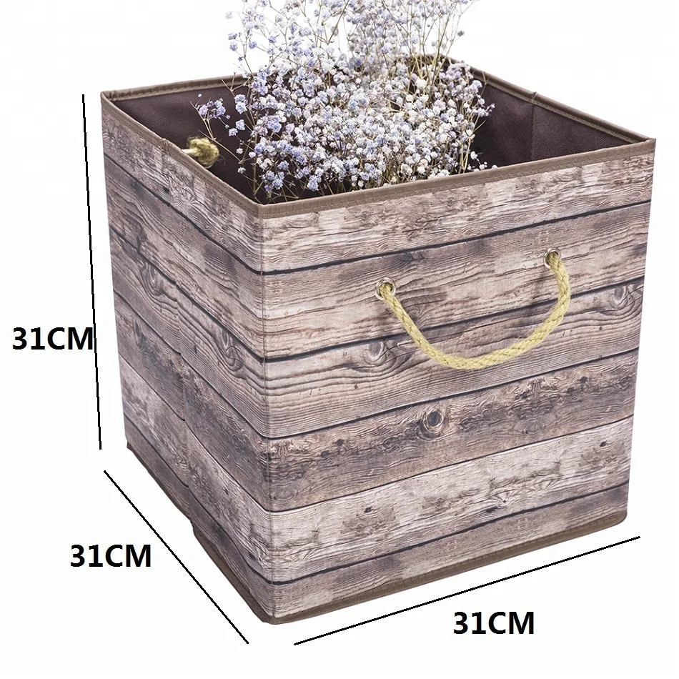 Wood Grain Cube Opening Storage Clothes Box