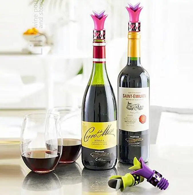 HY Kitchen Accessories Silicone Wine Bottle Stopper Pourer
