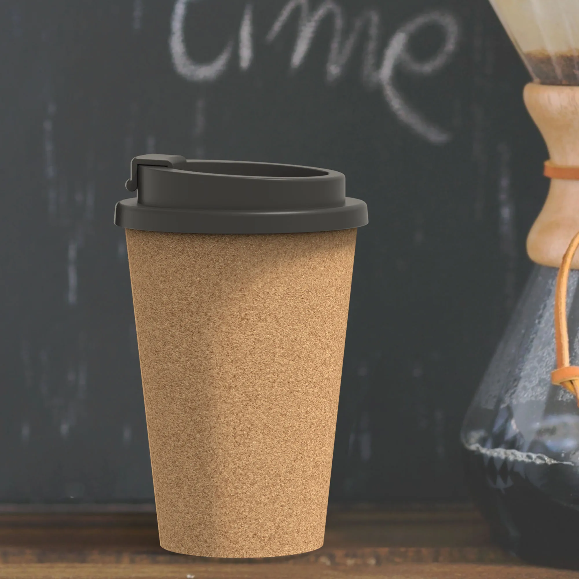 350ML pp double layer cork reusable biodegradable portable coffee cup