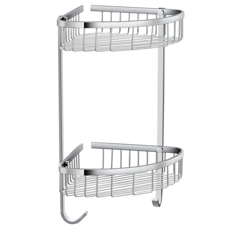 Stainless steel bathroom double corner basket shelf