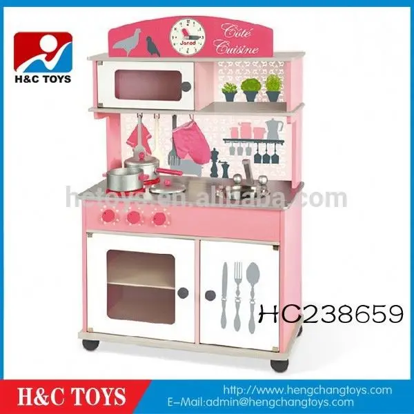 Деревянный розовый кухня, 2015 Новый хорошо для ребенка играть кухня игрушка HC238659
