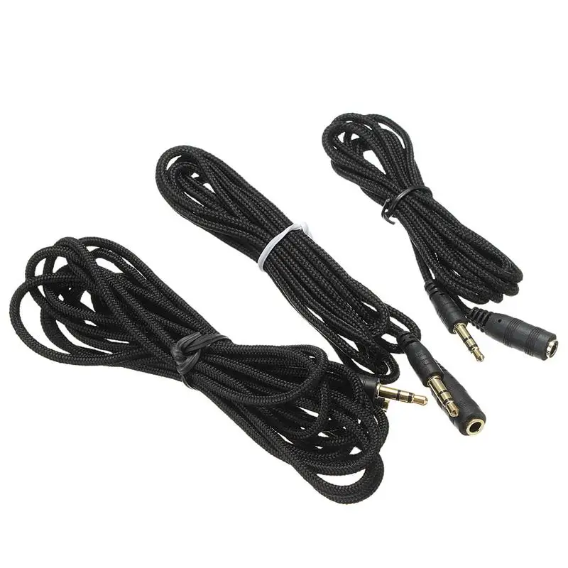 1.5m/2m/3m 3.5mm Jack Female to Male Earphone Headphone Stereo Audio Extension Cable Cord for Speaker Phone Nylon Wire