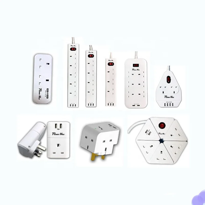 Wholesale UK 3 way socket outlet power strip,power supply british standard extension power socket/individual switch