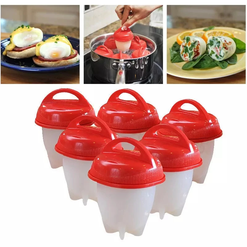 Hot Sale 6 Packs Kitchen Silicone Egg Cooking Tray BPA Free Non-Stick Poacher Fast Poaching Hard Boiled Egg