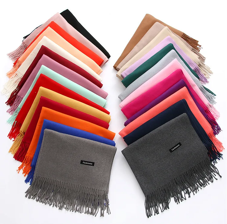 
Hot Sell Womens Soft Cashmere Long Scarf Pashmina Shawls Wraps Winter Pure Color Scarf 