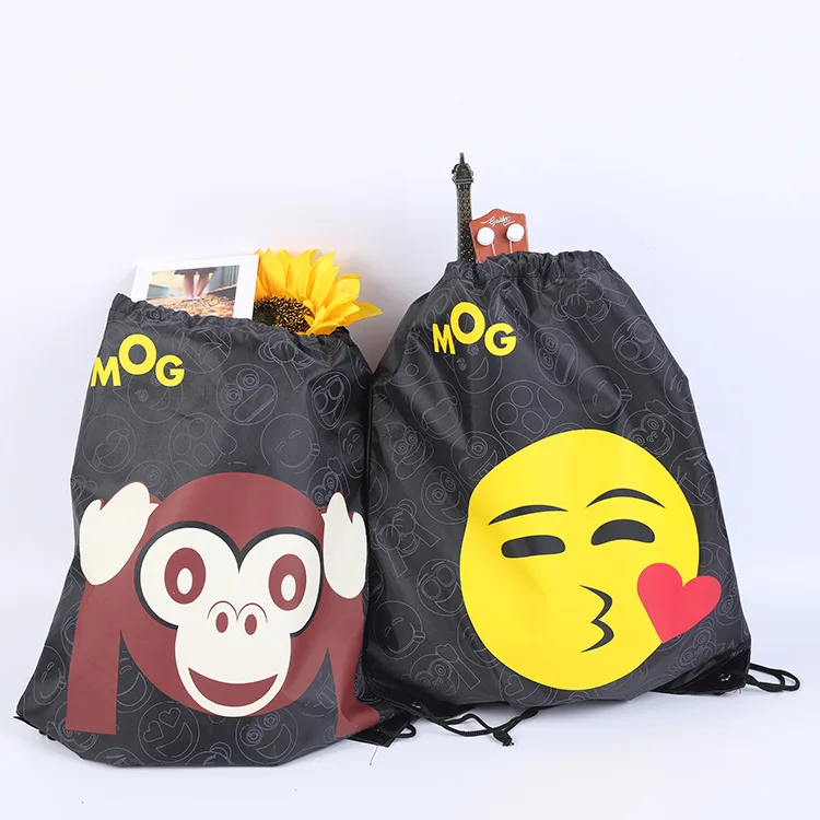 custom fashion sports travel school waterproof polyester drawstring backpack bag with logo