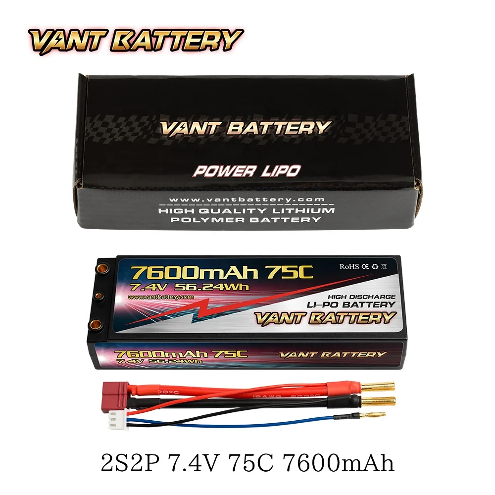 VANT PRICE OFF RC Lipo battery 7.4V 7600mAh 75C 2S2P HIGH POWER HardCase battery