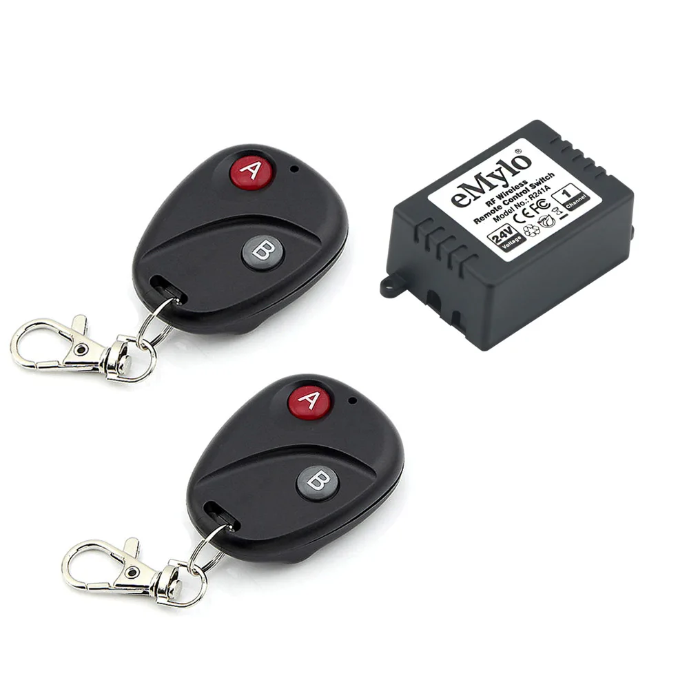 eMylo Smart RF Relay Wireless Remote Switch DC 24V 7A 1Channel 433MHz and 2pcs Control