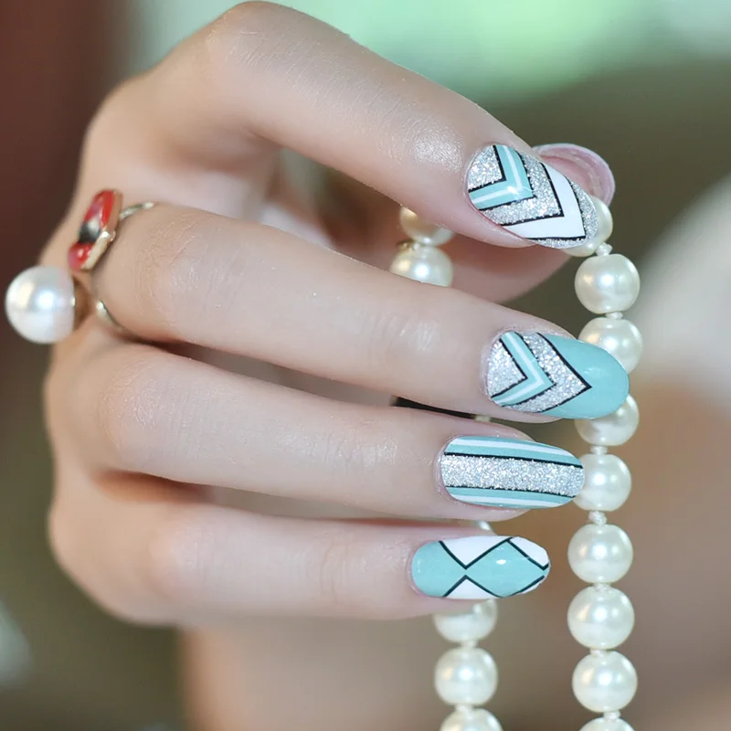 3d wholesale price glitter &metallic  nail wraps nail polish sticker gradient color design