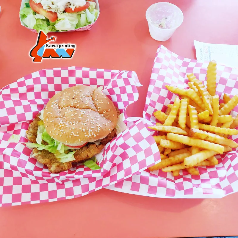 Food Wrapping Paper Packaging,Burger Wrapping Paper,Custom Printed Grease Proof Mg White Sandwich Paper Wrap