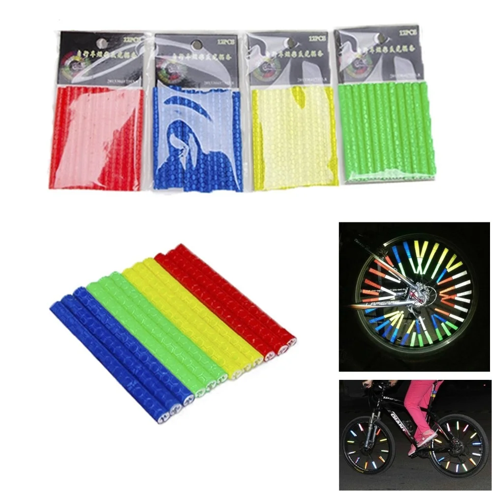 2018 new arrival Bicycle spokes fluorescence light reflective tube clip bike wheel rim cycling warning accessories